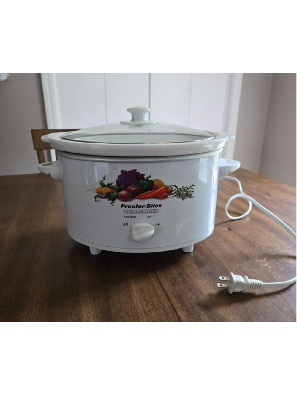 Vintage 1998 Proctor Silex Slow Cooker 4QTS Oval White - Vegetables 33375A